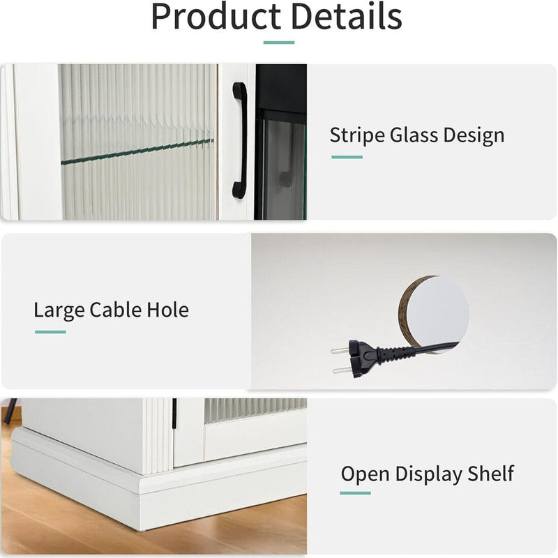 3-Sided Electric Fireplace TV Stand, Farmhouse Entertainment Center with 36" LED Fireplace & Glass Doors for Living Room