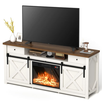 Pamapic 3-Sided Electric Fireplace TV Stand