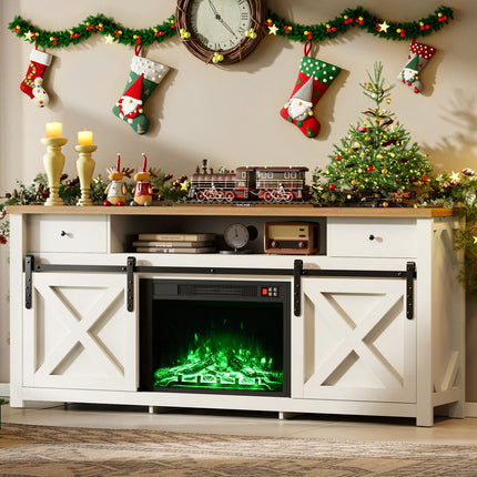 Pamapic 3-Sided Electric Fireplace TV Stand