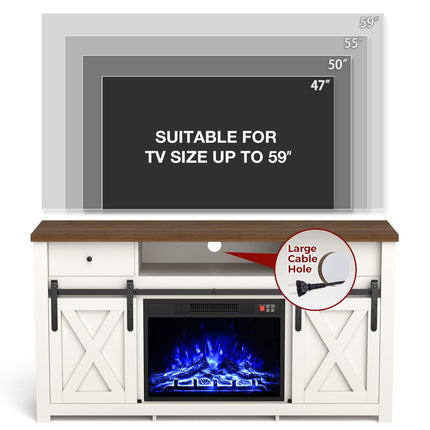 Pamapic 3-Sided Electric Fireplace TV Stand