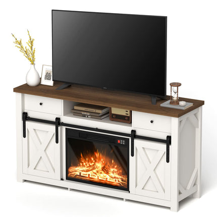 Pamapic 3-Sided Electric Fireplace TV Stand