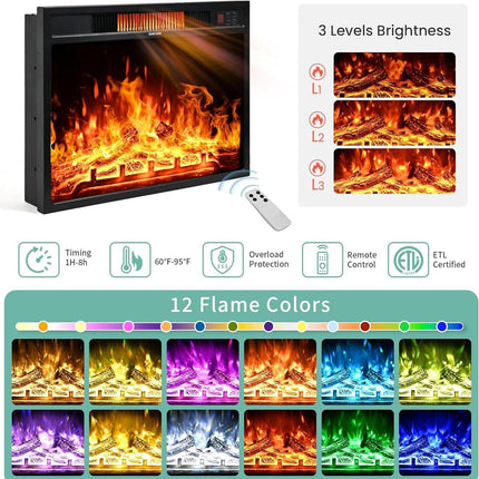 Pamapic 3-Sided Electric Fireplace TV Stand