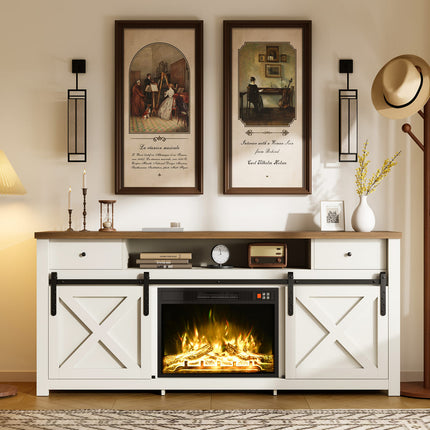 Pamapic 3-Sided Electric Fireplace TV Stand