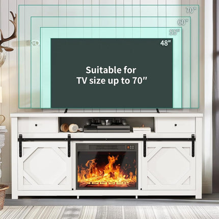 Pamapic 70in Farmhouse Fireplace TV Stand