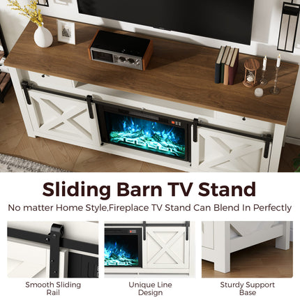 Pamapic 3-Sided Electric Fireplace TV Stand