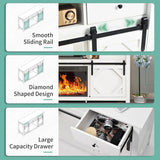 3-Sided Electric Fireplace TV Stand, Farmhouse Entertainment Center with 36" LED Fireplace & Glass Doors for Living Room