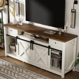 3-Sided Electric Fireplace TV Stand, Farmhouse Entertainment Center with 36" LED Fireplace & Glass Doors for Living Room