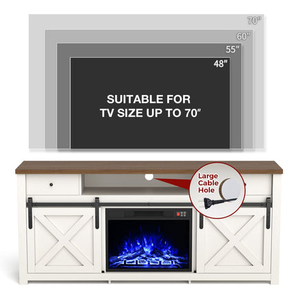 Pamapic 3-Sided Electric Fireplace TV Stand