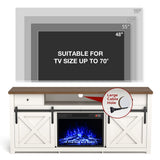 3-Sided Electric Fireplace TV Stand, Farmhouse Entertainment Center with 36" LED Fireplace & Glass Doors for Living Room