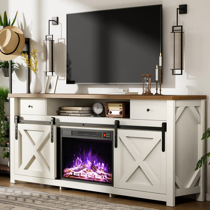 Pamapic 3-Sided Electric Fireplace TV Stand