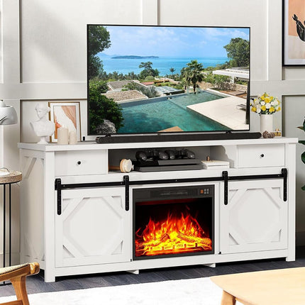 Pamapic 70in Farmhouse Fireplace TV Stand