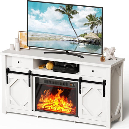 Pamapic 70in Farmhouse Fireplace TV Stand