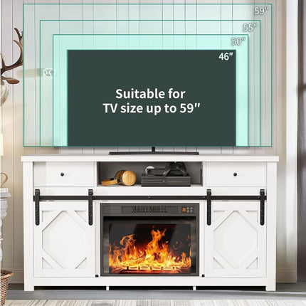 Pamapic 70in Farmhouse Fireplace TV Stand