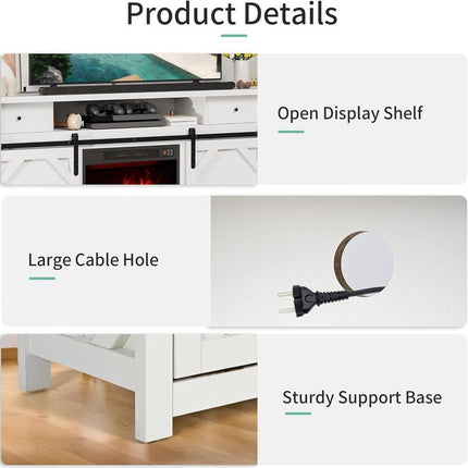 Pamapic 3-Sided Electric Fireplace TV Stand