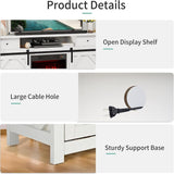 3-Sided Electric Fireplace TV Stand, Farmhouse Entertainment Center with 36" LED Fireplace & Glass Doors for Living Room