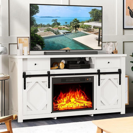Pamapic 70in Farmhouse Fireplace TV Stand