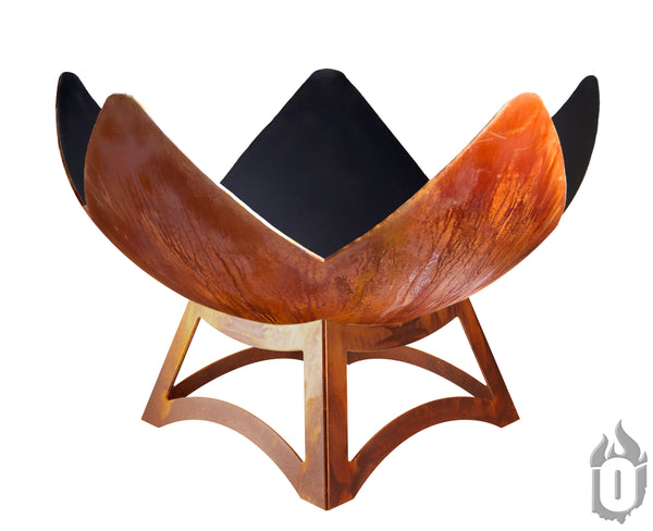 "Fire Flower" Fire Bowl with Hollow Base (Made In USA) - Phoenix Fire Art Store