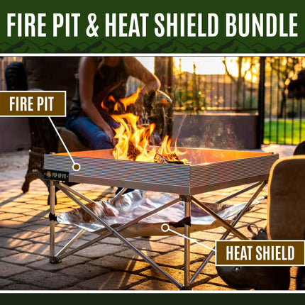 Fireside Outdoor Pop-Up Fire Pit & Heat Shield Bundle - Phoenix Fire Art Store