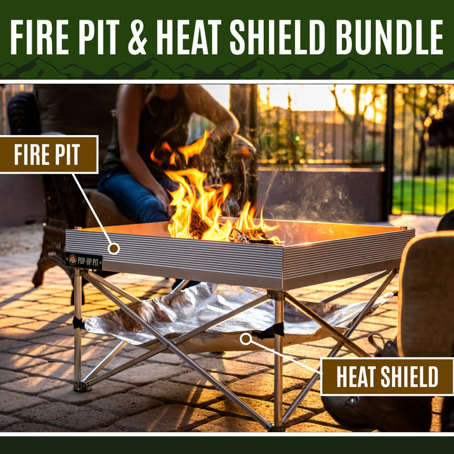 Fireside Outdoor Pop-Up Fire Pit & Heat Shield Bundle