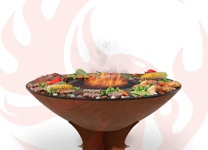 Arteflame Classic 40″ — Fire Pit with Cooktop (CORTEN Bowl; Short Round / Short Euro / Built-In No Base) - Phoenix Fire Art Store