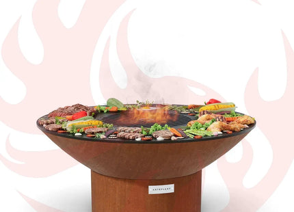 Arteflame Classic 40″ — Fire Pit with Cooktop (CORTEN Bowl; Short Round / Short Euro / Built-In No Base) - Phoenix Fire Art Store