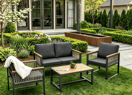 Pamapic 4 Pieces Modern Patio Conversation Sets with Cushion Pamapic