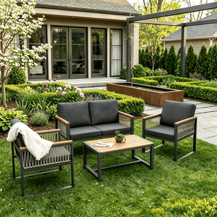 Pamapic 4 Pieces Modern Patio Conversation Sets with Cushion Pamapic