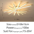 7 heads 108cm 100W / Dimming with remote / Gold