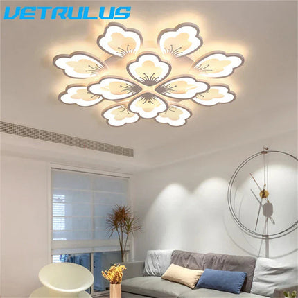 DecorBites™ Lotus Design LED Acrylic Chandelier Ceiling Lamp for Modern Living, Dining, and Study Rooms Decorbites