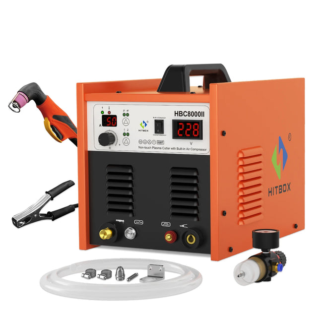 HITBOX 50A Plasma Cutter with Built-In Air Compressor - HBC8000II Portable Plasma Cutting Machine
