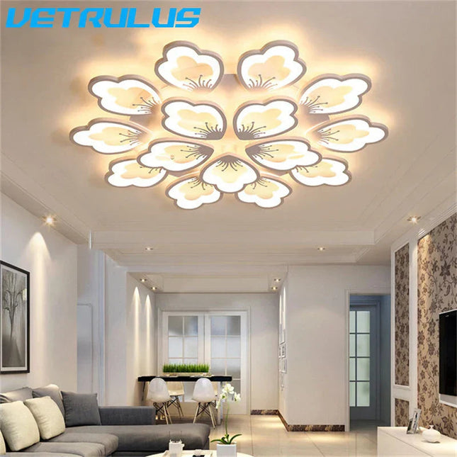 DecorBites™ Lotus Design LED Acrylic Chandelier Ceiling Lamp for Modern Living, Dining, and Study Rooms Decorbites