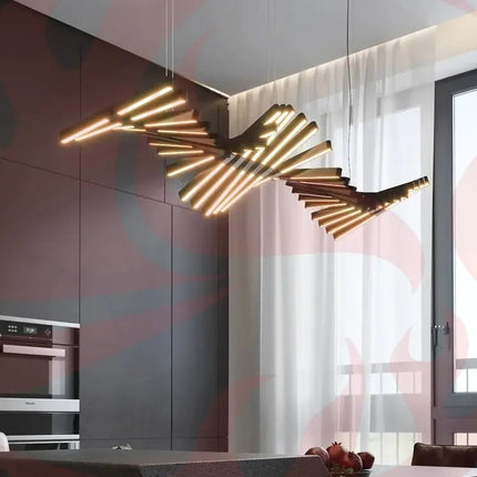 DecorBites™ Linear Fishbone Chandelier: Nordic Minimalist Dining Room Office Living Room Lighting Decorbites