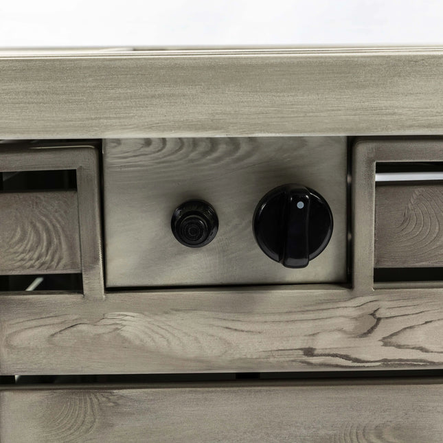 Outdoor Metal Fire Pit Table - Propane Gas Patio Heater with Wood Grain