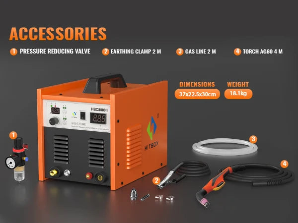 HITBOX 50A Plasma Cutter with Built-In Air Compressor - HBC8000II Portable Plasma Cutting Machine