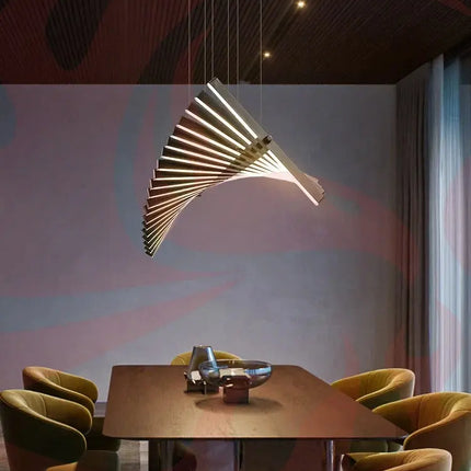 DecorBites™ Linear Fishbone Chandelier: Nordic Minimalist Dining Room Office Living Room Lighting Decorbites