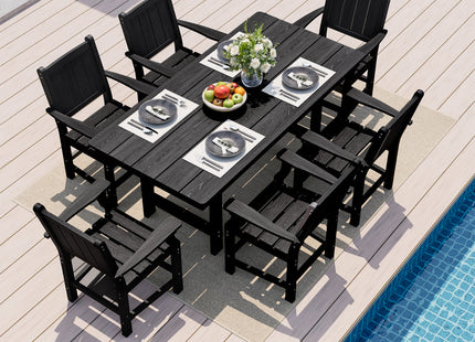 Pamapic HDPE Outdoor Dining Table and Chairs with Umbrella Hole Pamapic