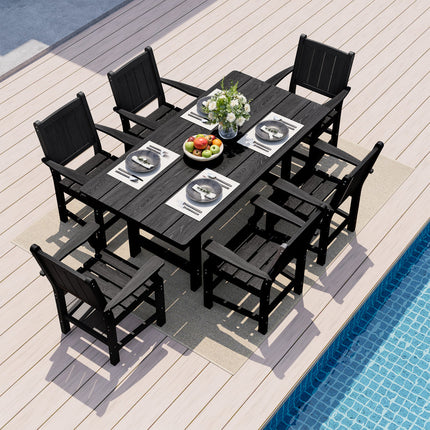 Pamapic HDPE Outdoor Dining Table and Chairs with Umbrella Hole Pamapic