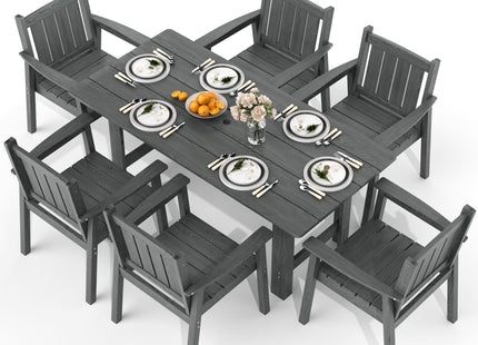 Pamapic HDPE Outdoor Dining Table and Chairs with Umbrella Hole Pamapic