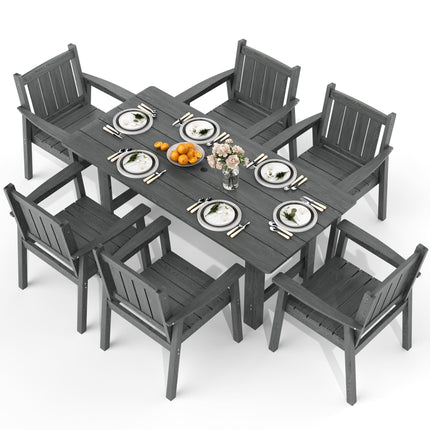 Pamapic HDPE Outdoor Dining Table and Chairs with Umbrella Hole Pamapic