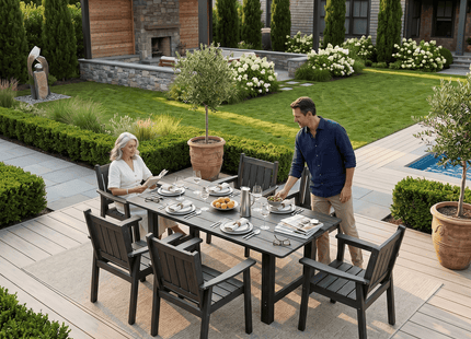 Pamapic HDPE Outdoor Dining Table and Chairs with Umbrella Hole Pamapic