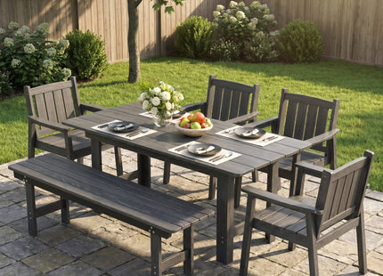 Pamapic HDPE Outdoor Dining Table and Chairs with Umbrella Hole Pamapic