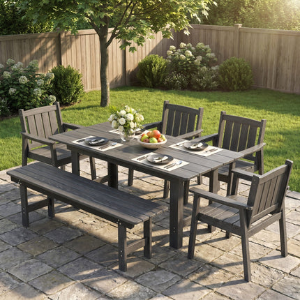 Pamapic HDPE Outdoor Dining Table and Chairs with Umbrella Hole Pamapic