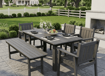 Pamapic HDPE Outdoor Dining Table and Chairs with Umbrella Hole Pamapic