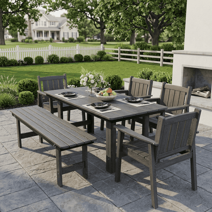 Pamapic HDPE Outdoor Dining Table and Chairs with Umbrella Hole Pamapic