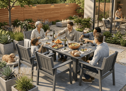 Pamapic HDPE Outdoor Dining Table and Chairs with Umbrella Hole Pamapic