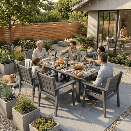 Pamapic HDPE Outdoor Dining Table and Chairs with Umbrella Hole Pamapic