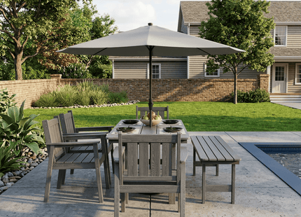Pamapic HDPE Outdoor Dining Table and Chairs with Umbrella Hole Pamapic