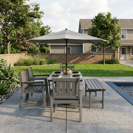 Pamapic HDPE Outdoor Dining Table and Chairs with Umbrella Hole Pamapic