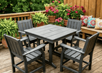 Gray / 5-Pieces (1 Square Table + 4 Chairs)