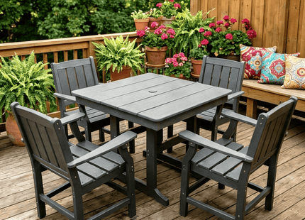 Pamapic HDPE Outdoor Dining Table and Chairs with Umbrella Hole Pamapic
